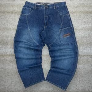 Vintage Skater Wide Leg Jeans Pelle Pelle Dark Wash Baggy Rap Style Art Y2K